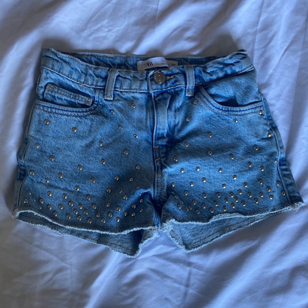 Zara Blue Jean Shorts with Silver Studs